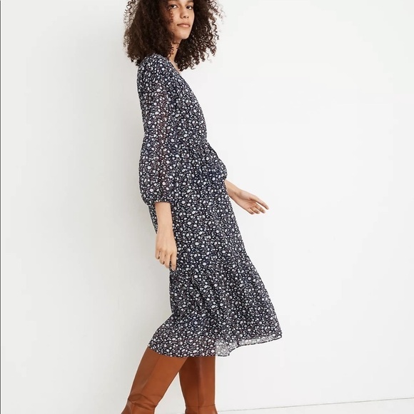 NWT Madewell Tie-Waist Midi Dress in Harvest Vine - Picture 2 of 13